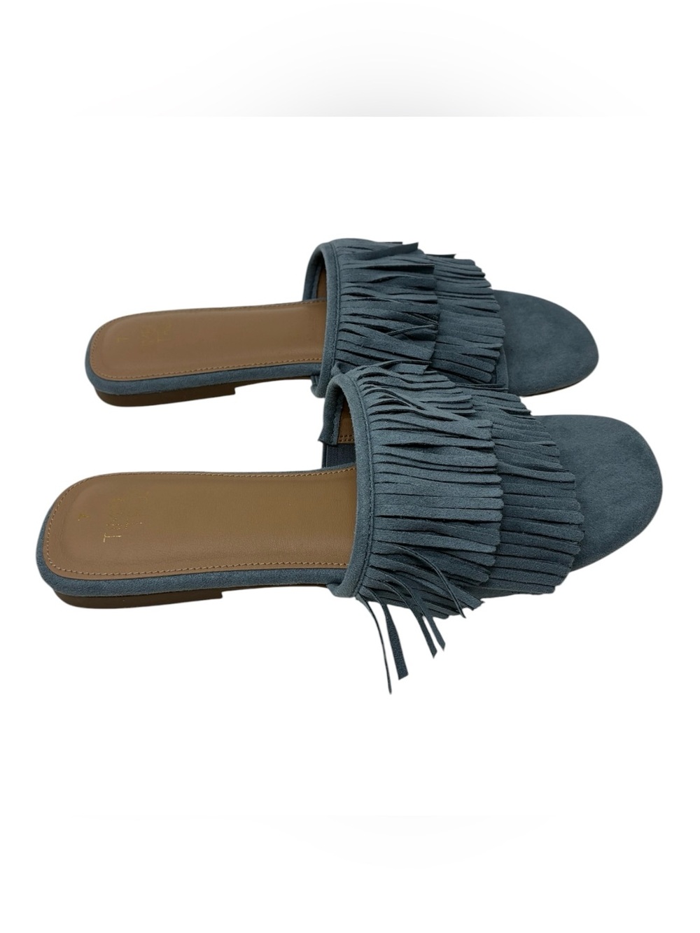 Time and Tru Blue Fringe Slide Sandals Size 7 - Picture 2 of 12